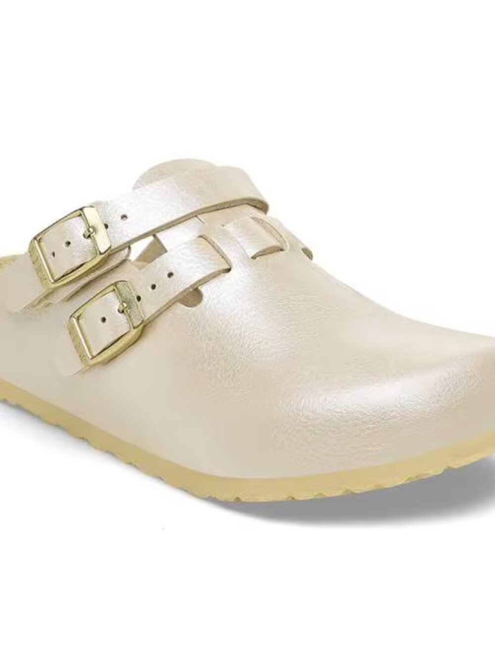 Birkenstock Cream Metallic Two-Strap Clog Sandal for Kids